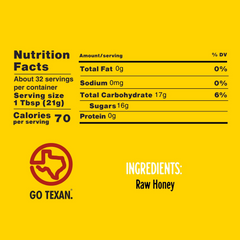 Kelley Honey Farms Local Texas Wildflower Honey 100% Pure Grade A, Raw and Unfiltered Honey, 24 oz