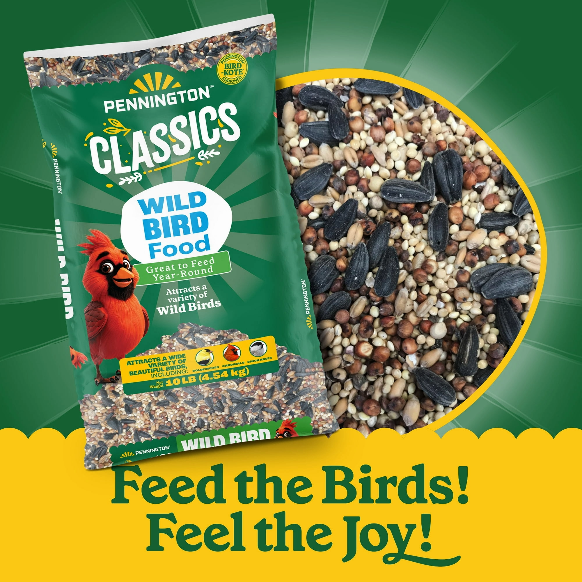 Pennington Classic Dry Wild Bird Feed and Wild Bird Seed, 10 lb. Bag, 1 Pack