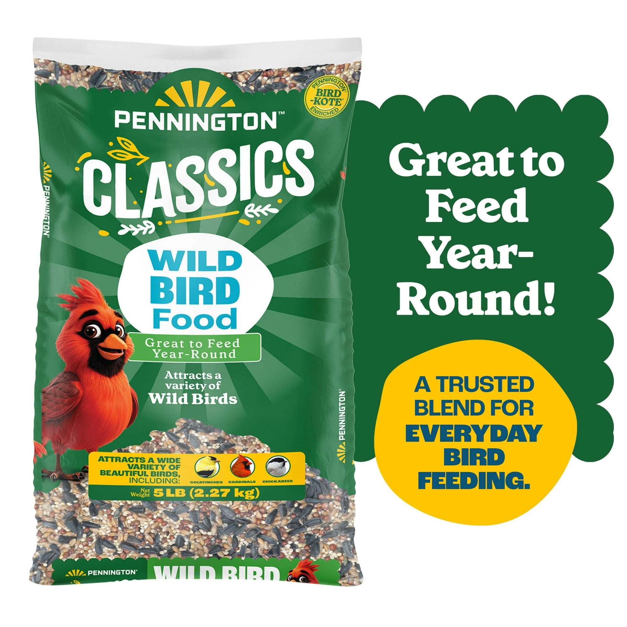 Pennington Classic Dry Wild Bird Feed and Wild Bird Seed, 10 lb. Bag, 1 Pack