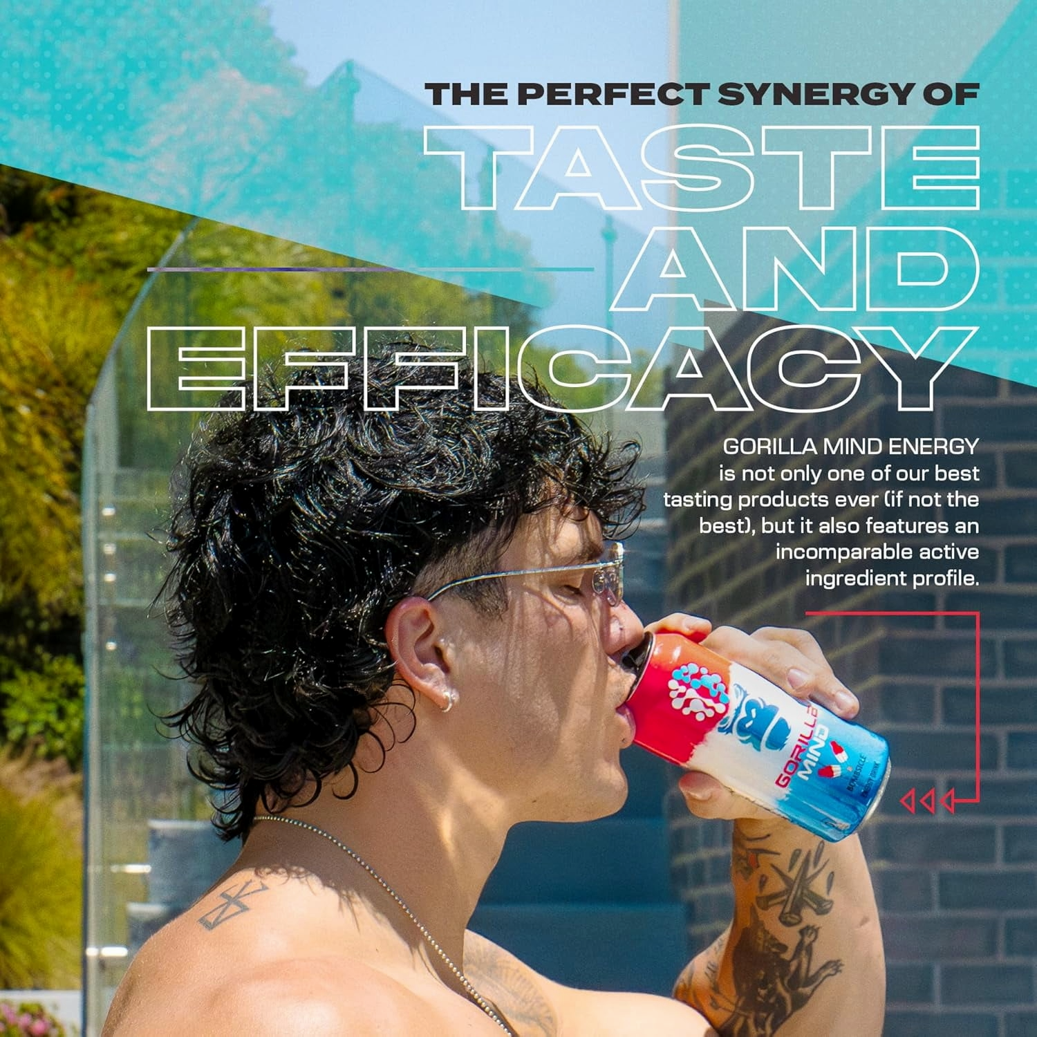 Gorilla Mind Energy Drink, No Sugar or Artificial Colors, Bombsicle, 16 oz, 12 pack Cans