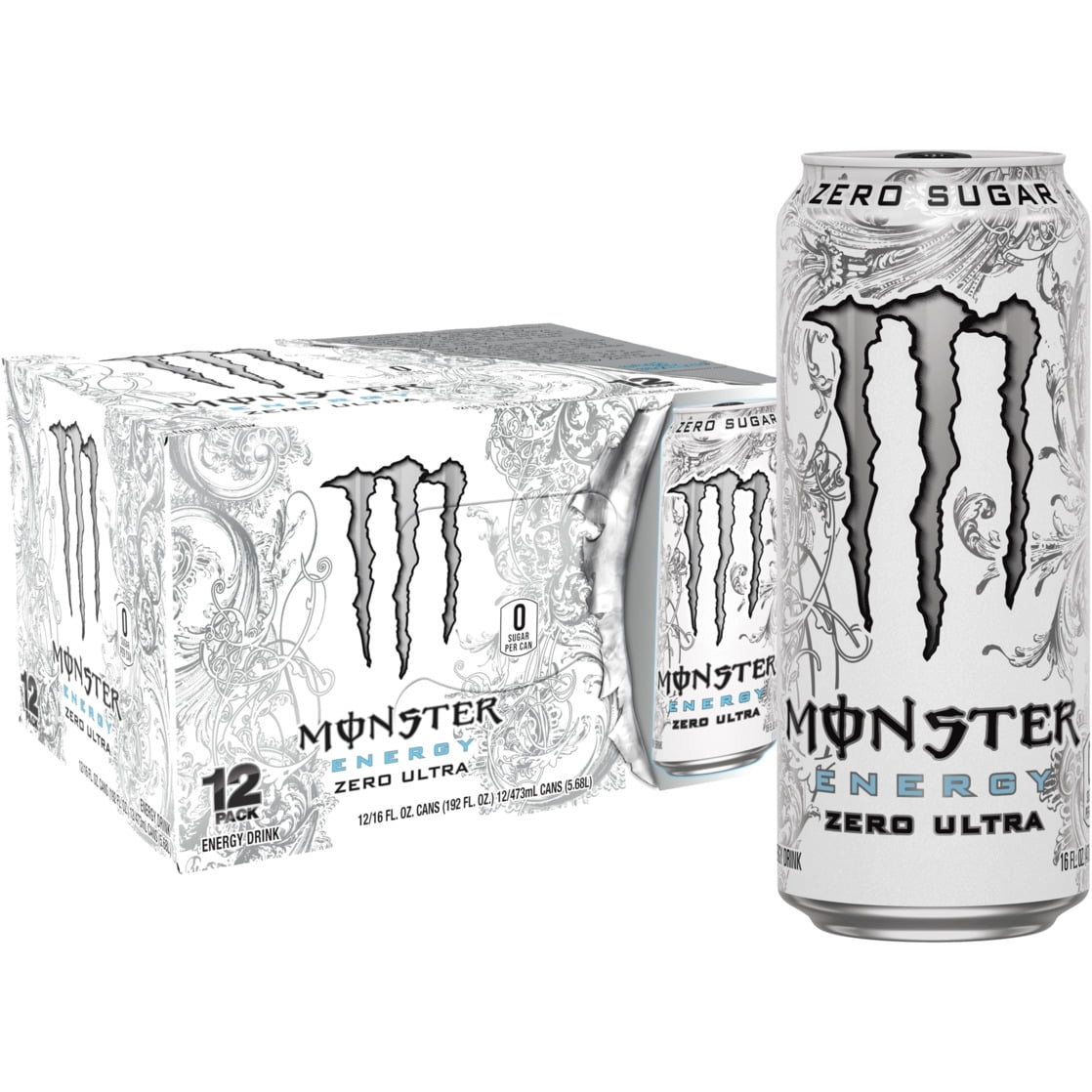Monster Energy, Zero Ultra, Sugar Free Energy Drink, 12 Pack - 16 Fl Oz