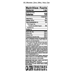 Monster Energy, Zero Ultra, Sugar Free Energy Drink, 12 Pack - 16 Fl Oz
