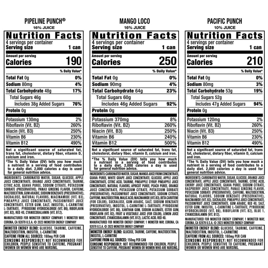 Juice Monster Variety Pack PPMLPP, Juice + Energy Drink, 12 Pack - 16 Fl Oz