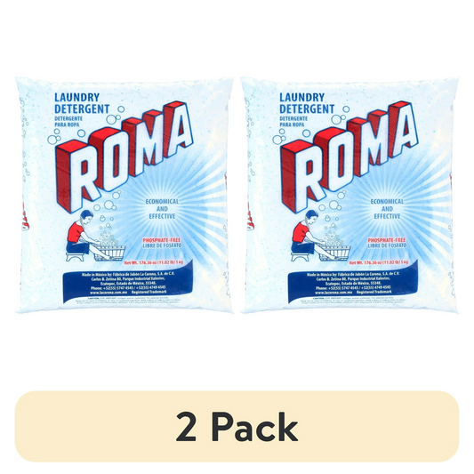 (2 pack) Roma Laundry Detergent, Heavy-Duty Use, All Ages, Biodegradable & Phosphate-Free, Fast Dissolving Laundry Detergent, Powder Cleanser with Anionic Surfactant, 11 lb